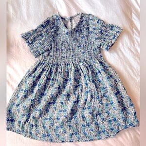 Zara Toddler Girls Ditsy Floral Blue Smocked Dress, size 3-4 years